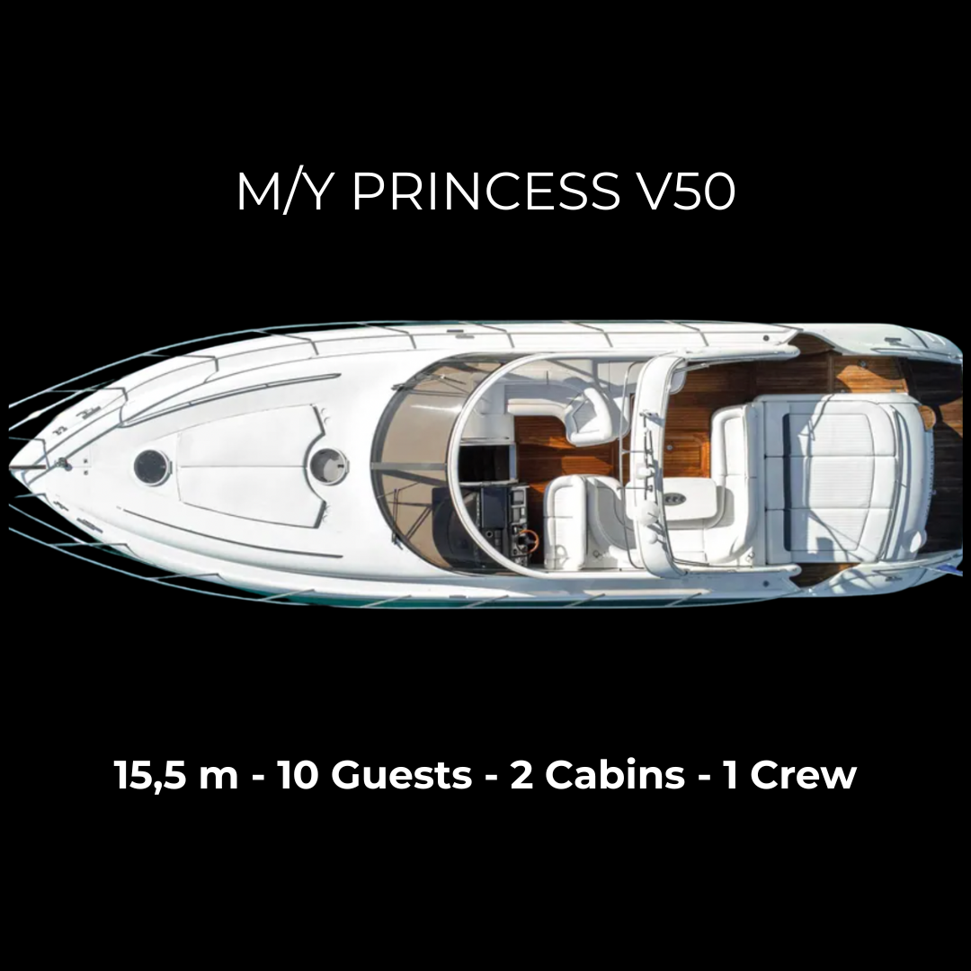 M/Y Princess V50 - 15,5 m - 2 Cabins - 10 Guests